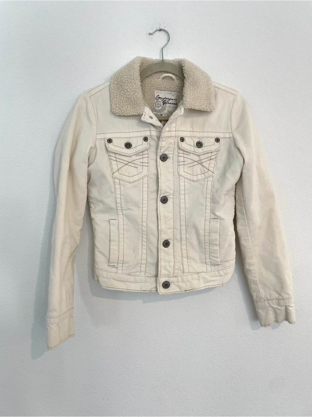 Aeropostale Cream Sherpa-Lined Corduroy Jacket